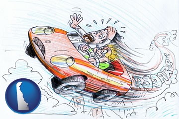 a student driver and a driving instructor - with Delaware icon